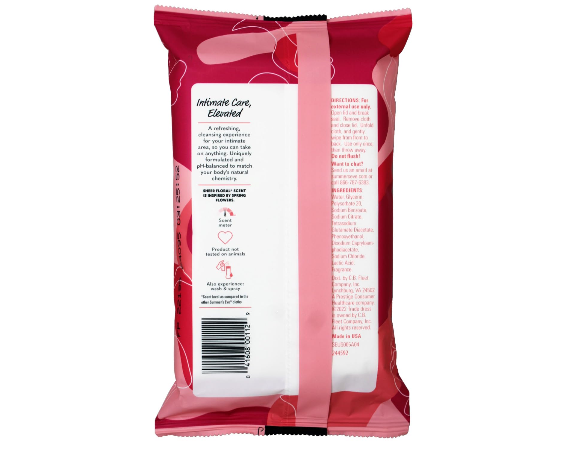 SUMMER'S EVE Sheer Floral Cleansing Cloths for Sensitive Skin-32 ct