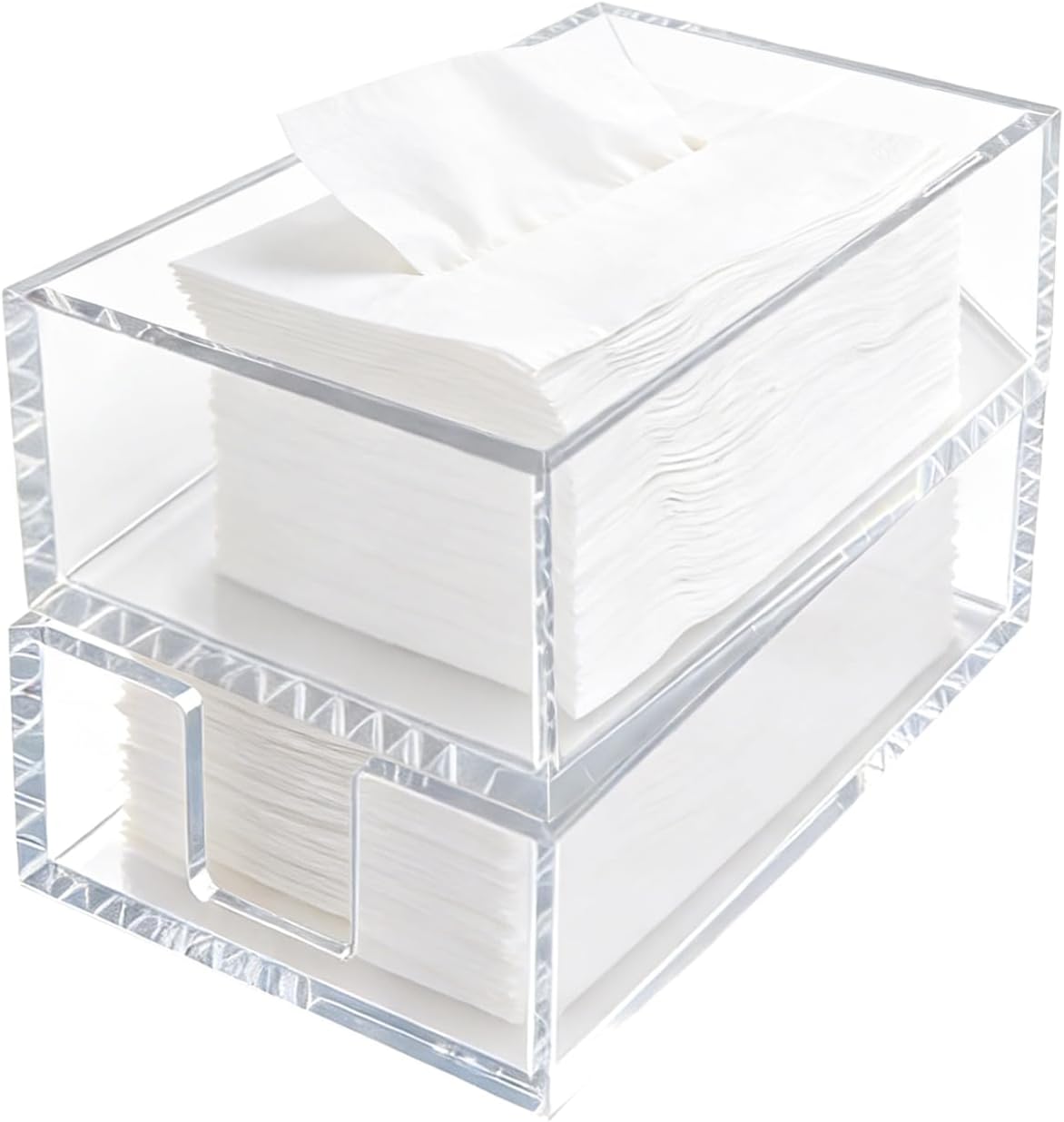 2Pack Acrylic Guest Towel Napkin Holder, ,Clear Hand Towel Tray，Disposable Paper Towel Holder for Bathroom, Kitchen, Home, Hotel, Restaurant, Parties and Weddings (Clear Rectangular)