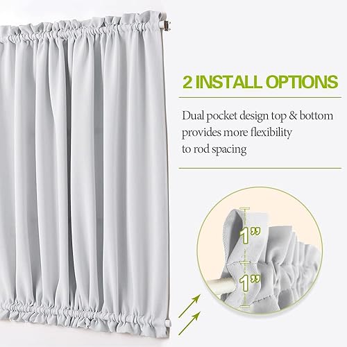 Vista 128 de PONY DANCE Cortinas de ventana con luz lateral, cortina con aislamiento térmico de privacidad con alzapaños para vidrio/delantera/corredera/puerta