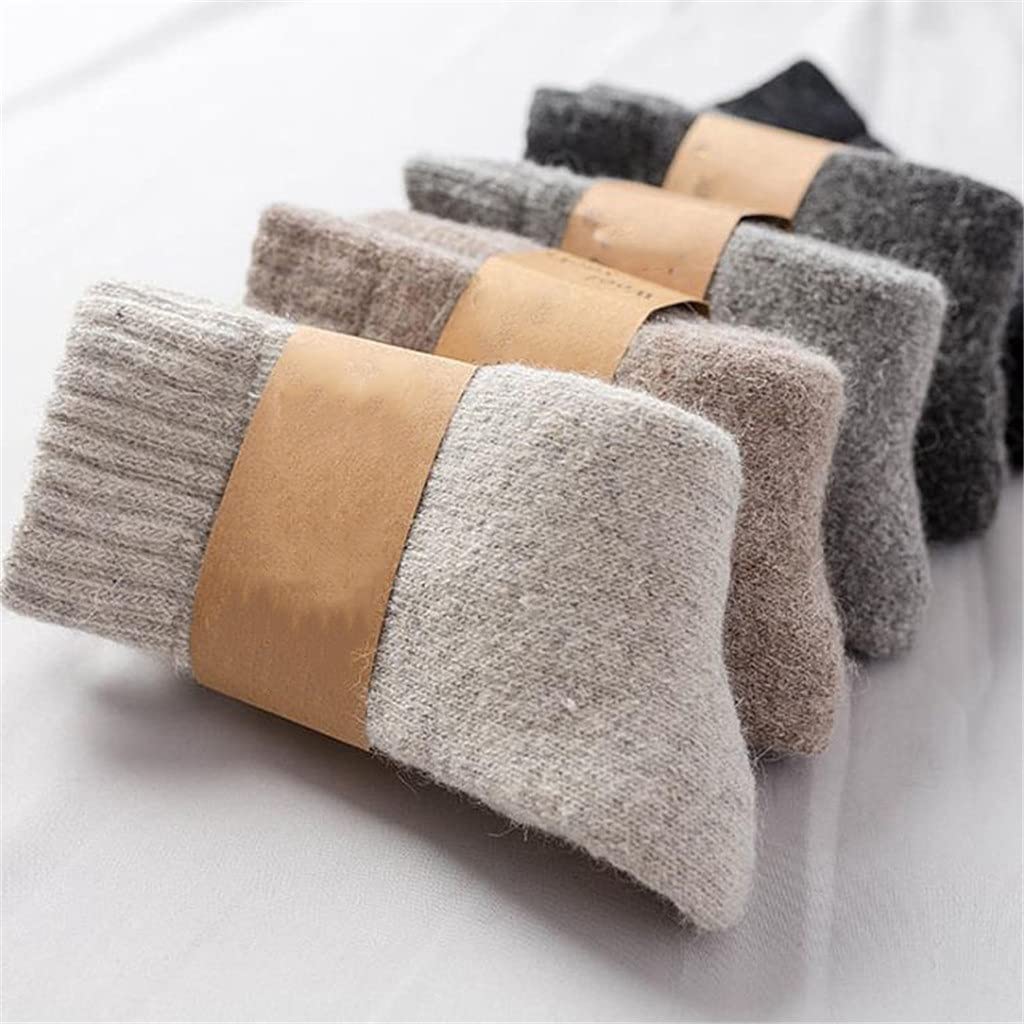 Chtom 5 Pares de Calcetines de Invierno Hombres súper Gruesos termosocks sólidos de Lana Calcetines de Conejo contra Nieve frío calcetín Caliente (Color: 5 Pares Tamaño: 7.5-11 Pulgadas)