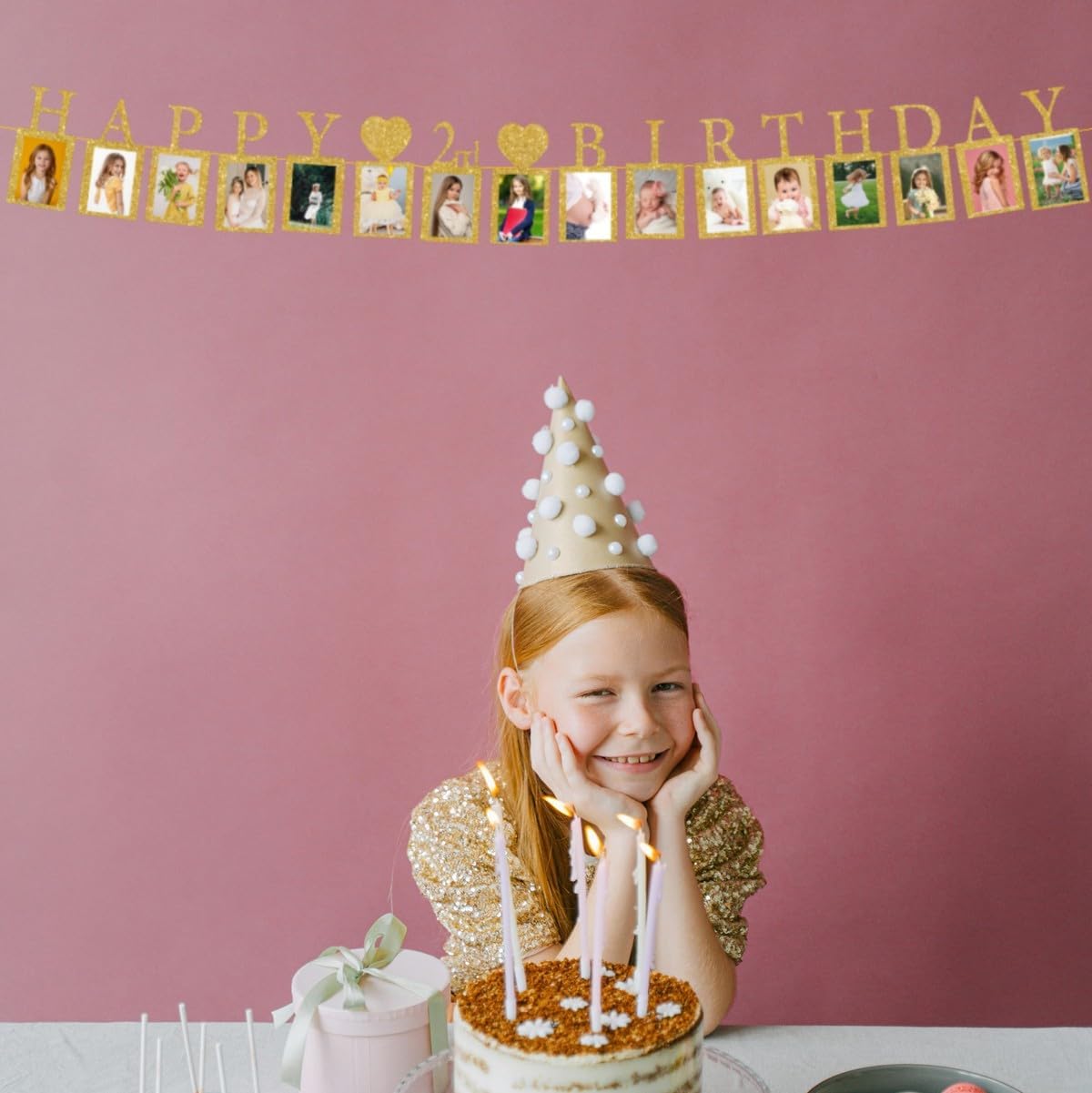 Happy 2nd Birthday Photo Banner 2 Year Old Party Decorations, Two Birthday Picture Frame Banner 2nd Photo Frame Party Supplies Bunting Decor - Image 6