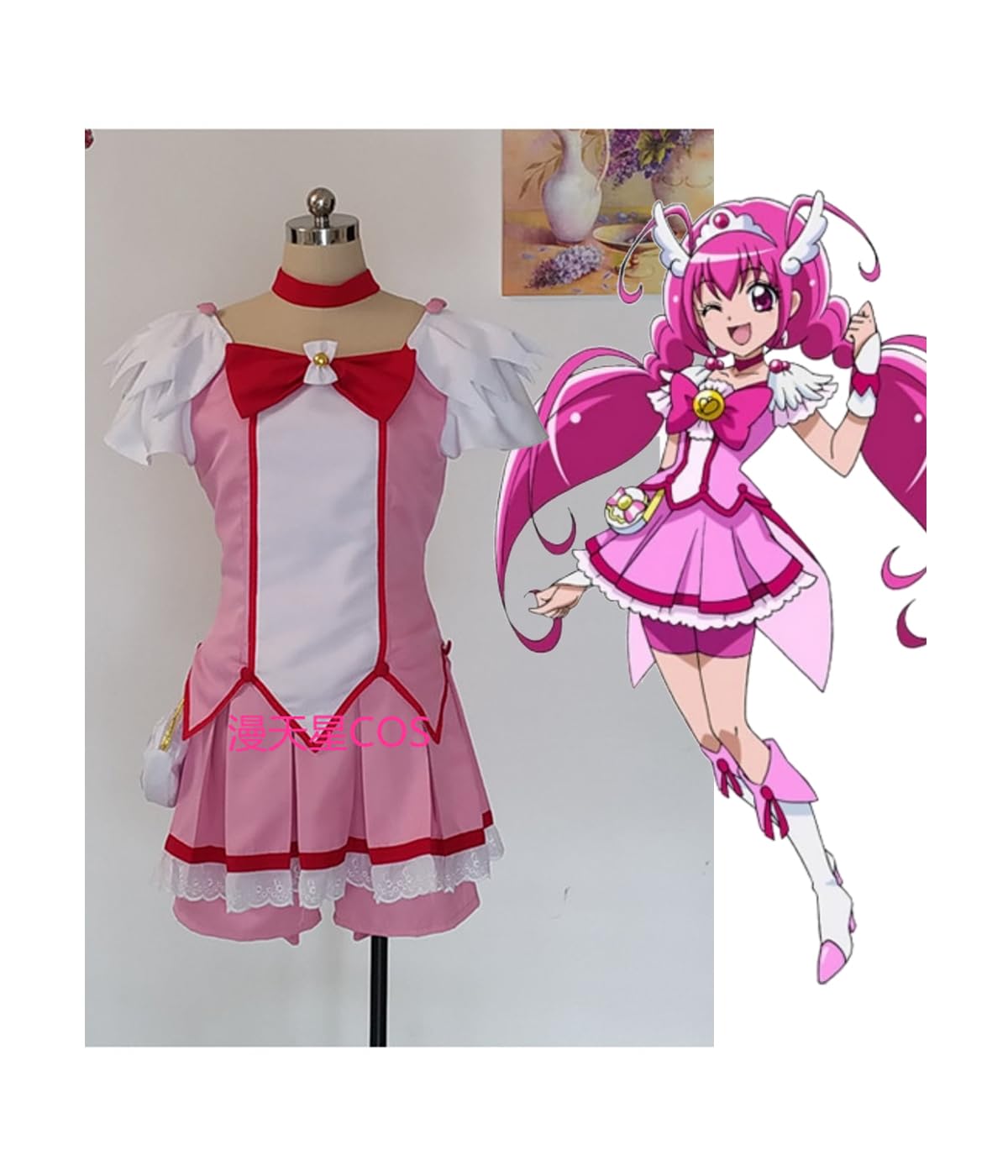 Smile Precure! Cure Happy Cosplay Costume Clothes, Role Playing Birthdays Gift, Costume Adult Halloween uniform for Women and Men(Clothing)