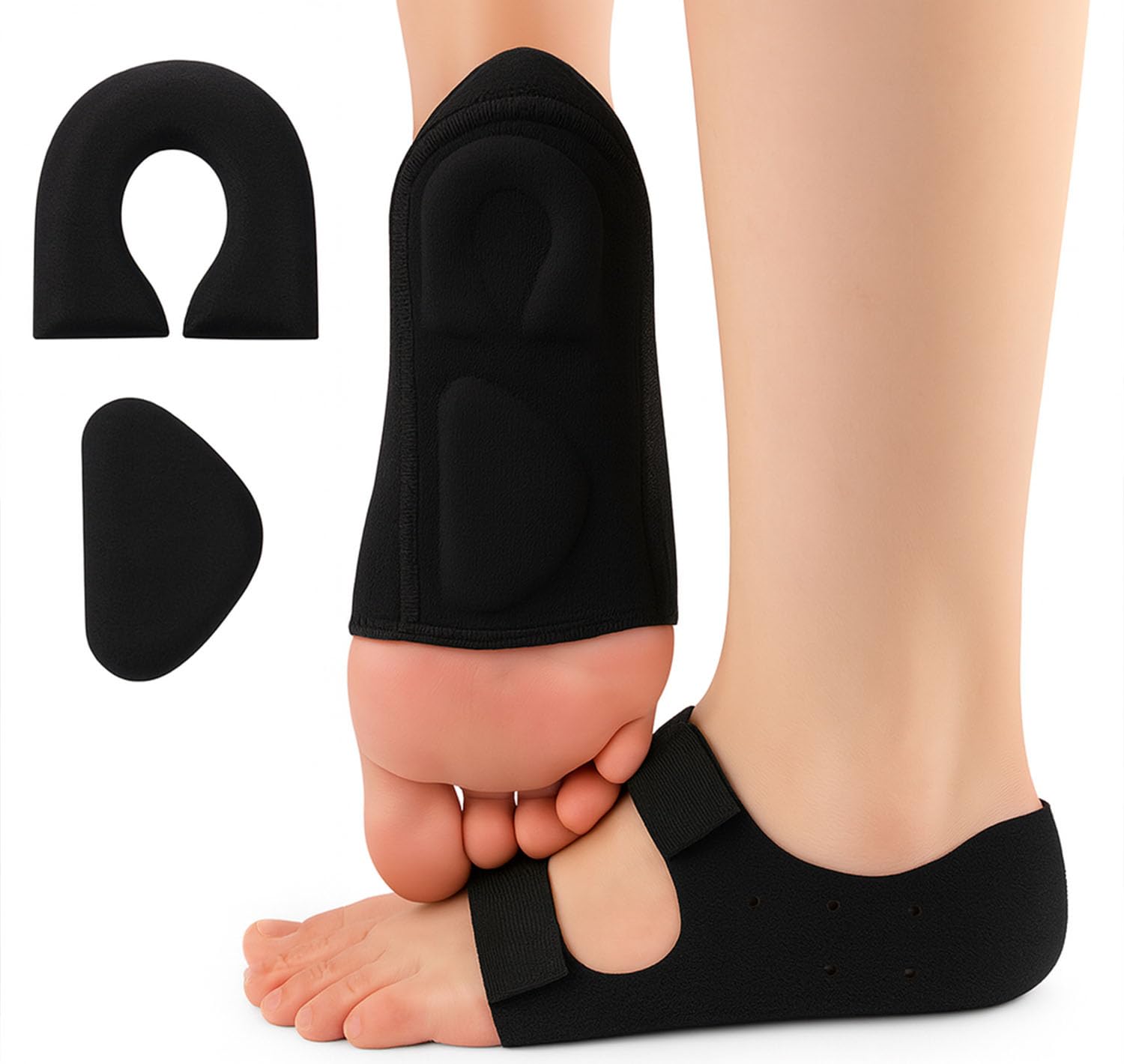 PANCA Silicone Gel Heel Protectors with Adjustable Strap | Heel Pain Relief Support for Plantar Fasciitis, Heel Spurs & Cracked Heels | Soft Medical Grade Heel Cushion for Arch Support, Achilles Tendon & Foot Protection (2 Pack, Black)-image-9