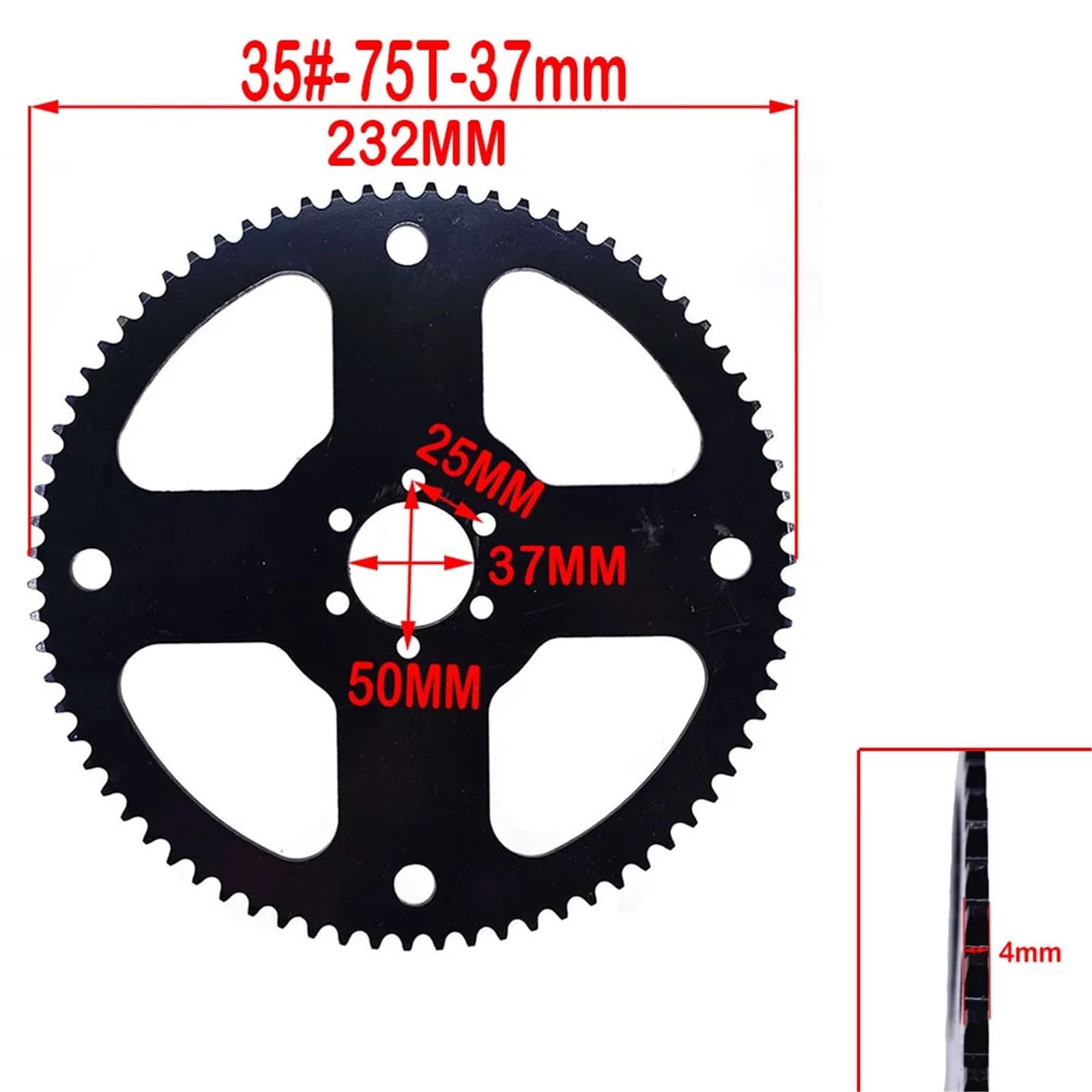 Zębatka łańcuchowa #35 Tylna zębatka łańcucha 40 65 70 75 zębów do wózka gokartowego ATV Dirt pitbike Zębatka silnika(75T-37MM)