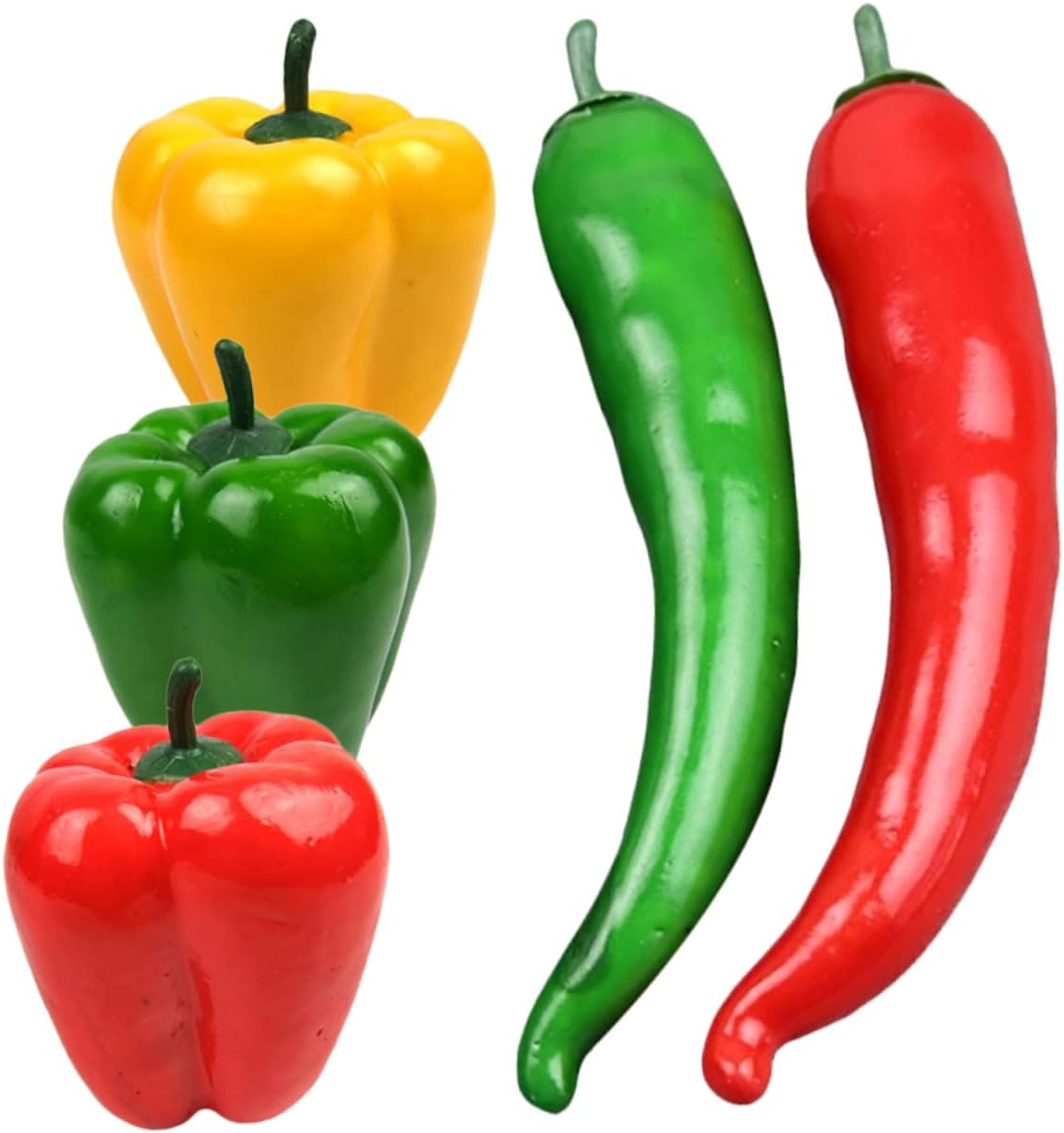 GLEAVI 5sets 5pcs Simulation Pepper Model Lifelike Artificial Chili Peppers Lightweight Food Props for Home Supermarket Kindergarten Art Training Decor 5pcs*5