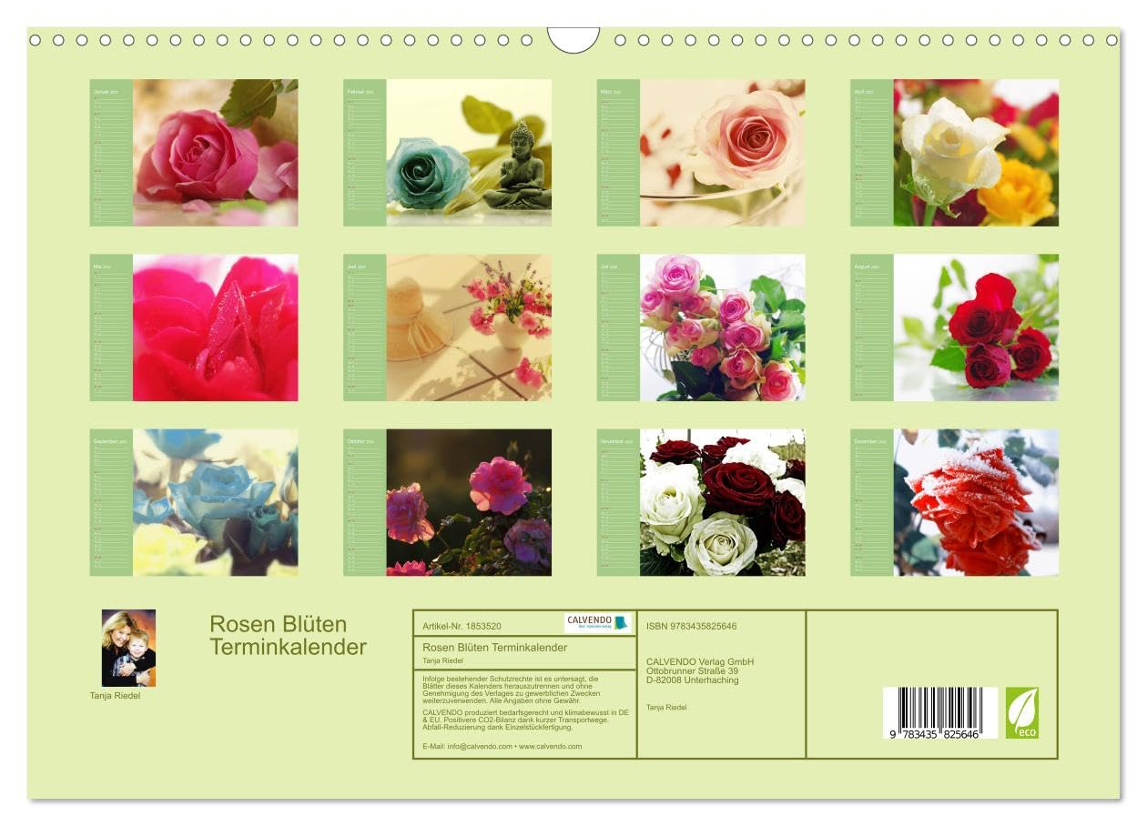 Rosen Blüten Terminkalender (Wandkalender 2025 DIN A3 quer), CALVENDO Monatskalender: Ein Terminkalender in dem die Schönheit und die Vielfältigkeit der Rosen zu sehen ist (CALVENDO Natur)