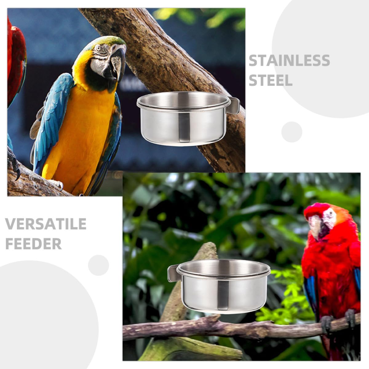 PLAFOPE Vogelfutternapf aus Edelstahl, 4 Stück, Herausnehmbar, Rostfrei