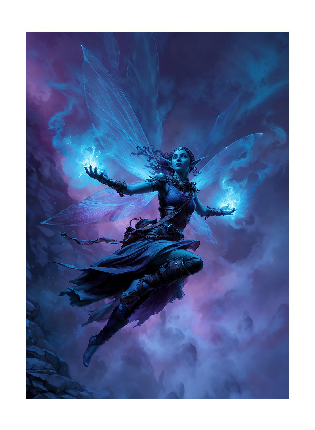 Katomula 100 MTG Card Sleeves with 100 Inner Sleeve, Textured Back Art Sleeves, Fit Standard Size Cards-Fairy Warlock