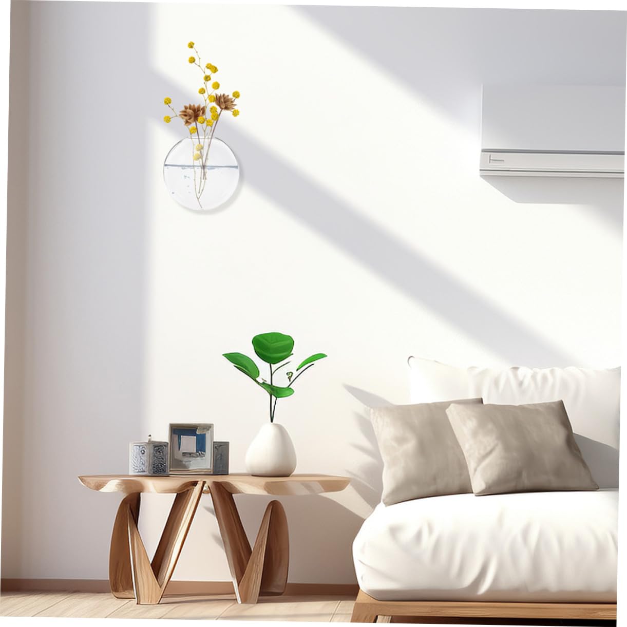Gatuida Lot de 6 Vases Muraux Hydroponiques Transparents en Verre Compact, Support à Plantes Suspendu pour Décoration Intérieure, Jardin, Bureau et Centres de Table