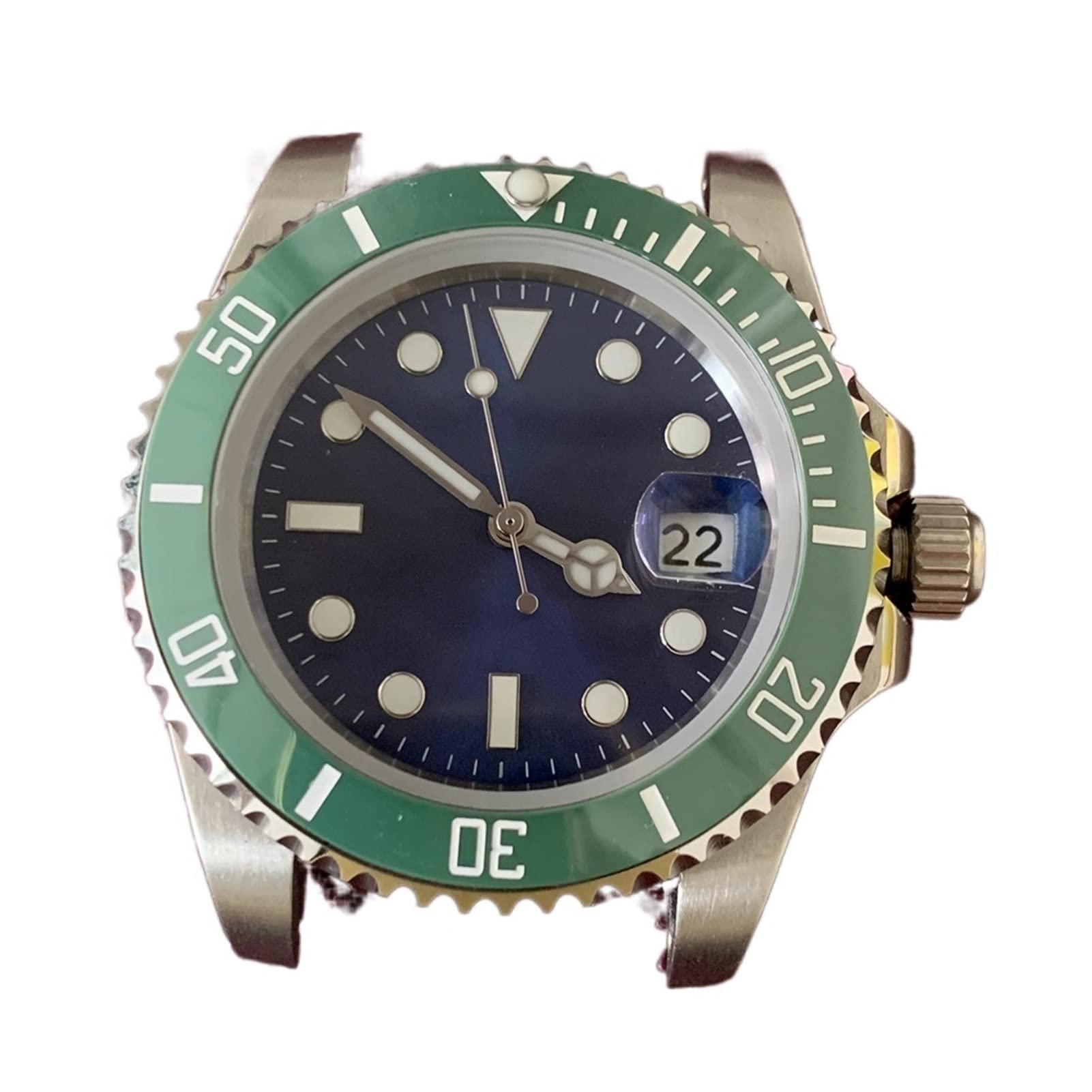 SUB Zegarek z automatycznym mechanizmem 40 mm obudowa ze stali nierdzewnej akcesoria do modyfikacji dla mężczyzn niebieska tarcza świecący wskaźnik ceramiczna ramka etui na zegarek okulary (8
