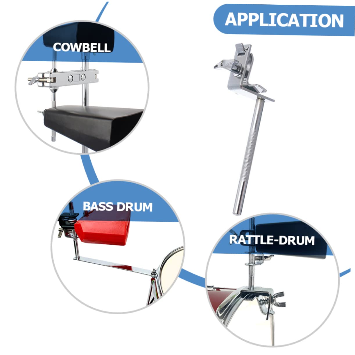 ULDIGI Large Cow Bells Clamp Drum Mount Clip Extension Holder for Hand Percussi