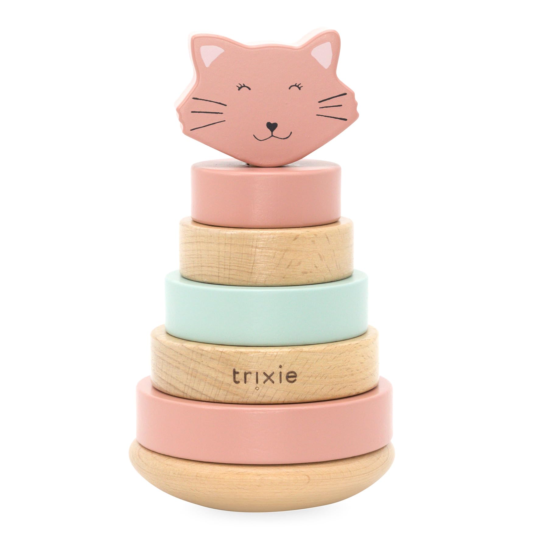 Trixie Mrs. Cat Stacking Toy - Baby toy - FSC-Certified Wood - 12m+, Dark Pink