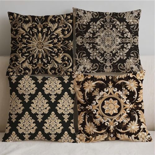 Housse coussin 80x80cm imperméable double face impression lin retro boheme - 3