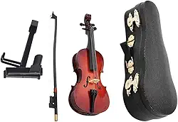 Conjunto de violino para iniciantes, instrumento de violoncelo em miniatura de madeira de 5,5 polegadas para iniciantes, réplica com estojo, modelo de instrumentos, presentes