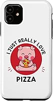 Vista 5 de iPhone 15 Kawaii Cute Pig I Just Really Love Pizza Lover Case