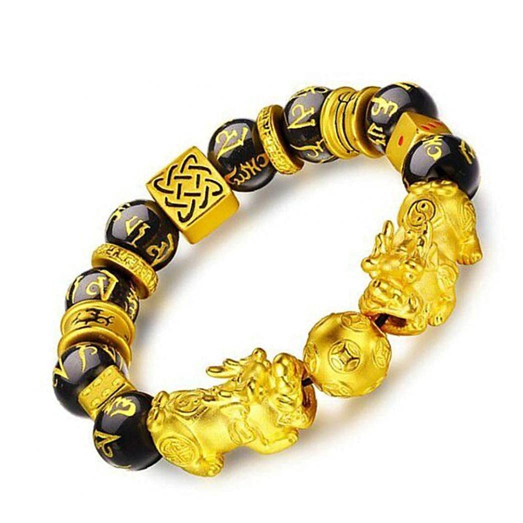 NZPOST Triple Protection Bracelet, 1pc Bead Bracelet Pixiu Obsidian Luck Bracelet Luck Mascot Amulet Brace