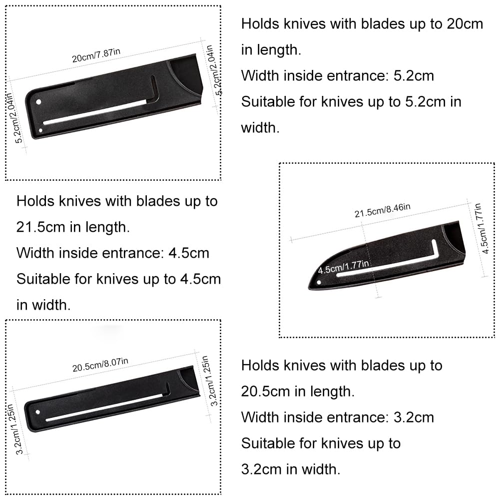 Rakiuty Fodero per Coltello da Cucina,Protezioni Bordi Coltelli Guaina Proteggi,Protezioni Bordi Coltelli,Protezione Lama In Plastica,per La Protezione Della Lama,Nero,6 Pezzi