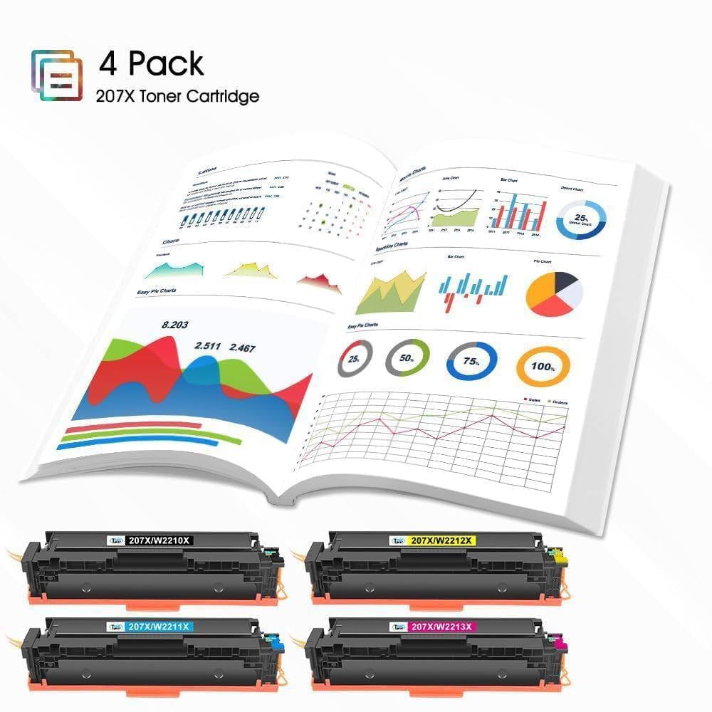 207X 207A MFP M283fdw M255dw 207 Toner Mit Chip 4-Pack | Kompatibel für HP Color LaserJet Pro MFP M282nw M283fdn M283 M282 M255 W2210X W2211X W2212X W2213X Schwarz Cyan Gelb Magenta