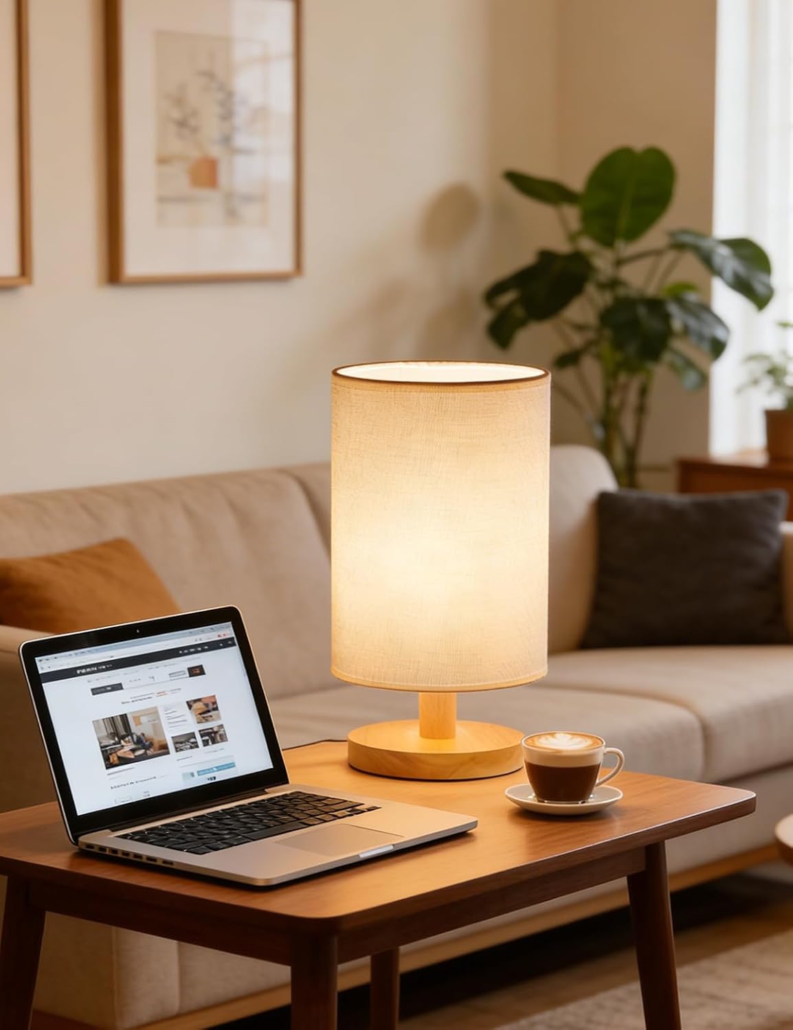 2-Pack Modern Fabric lampshade nightstand Table Lamp,Vintage Bedroom Decorative Bedside Lamps,Minimalist Small Night Light,Cute Boho,Desk Reading,Kids Room Living Room Office Dorm Bookshelf