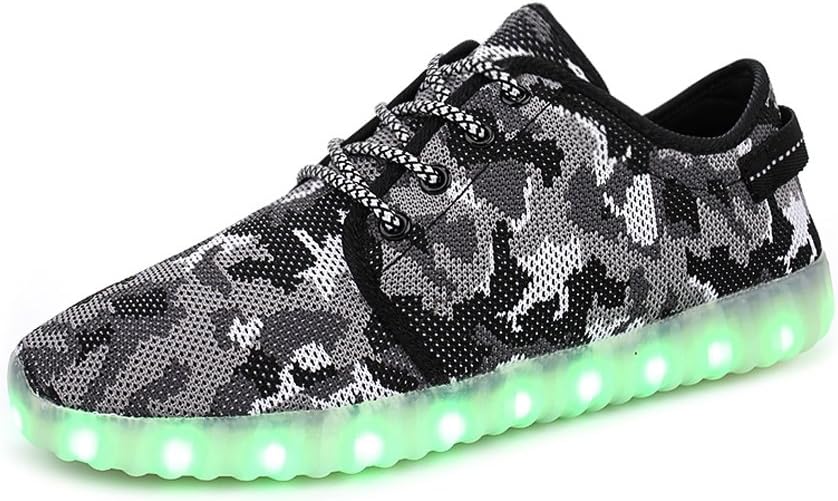 Tolln Camouflage Styles Led Shoes for Big Kids Teen Boys Girls Light Up Fashion Sneakers (Little Kids US 13.5 / EU 31, Camo Grey)