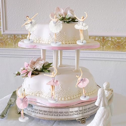 Miniatura 6 de Uoeo 6 piezas de decoración para tarta de ballet para niña, bailarina, bailarina, decoración de tartas, decoración de tarta rosa, para ballet, niña,