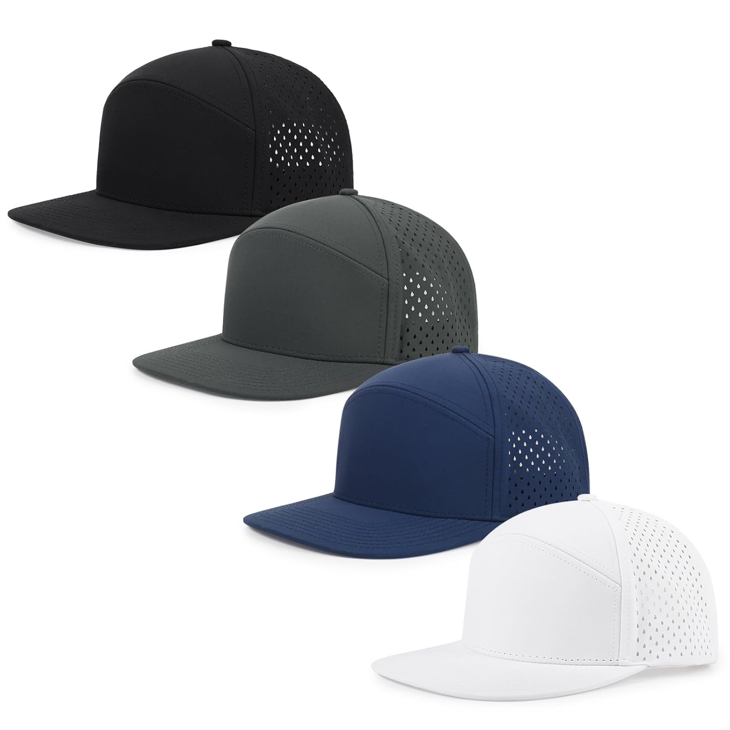 Qlauca Quick Dry Baseball Cap Flat Brim Snapback Hat Sun and Rain Protection Golf Hat for Men Women