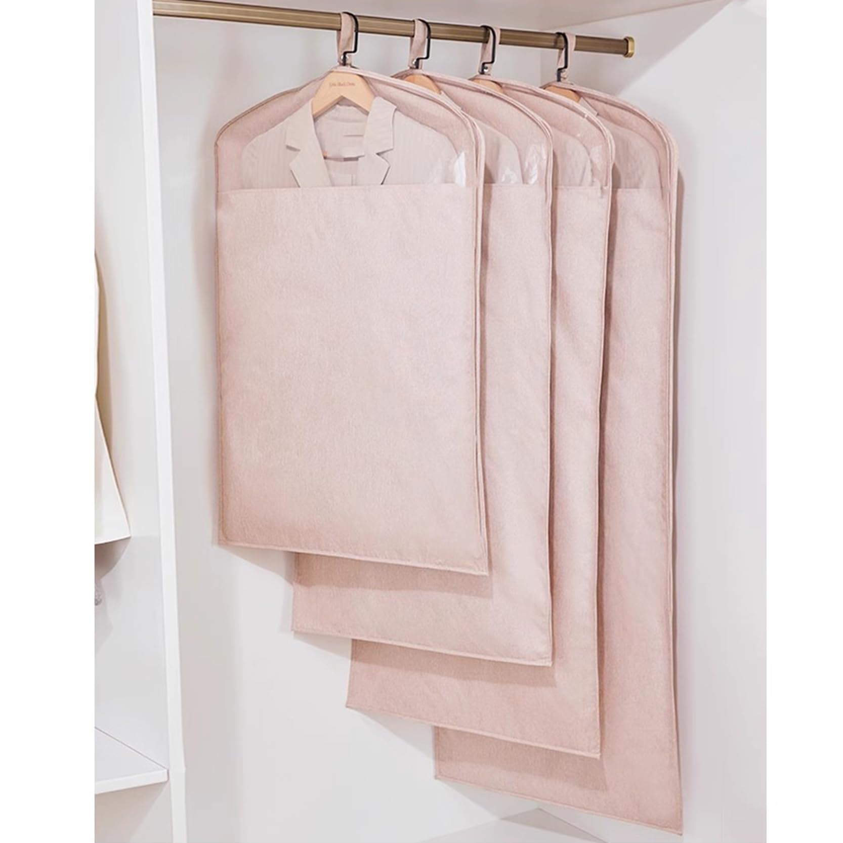 2 Piezas Fundas para Ropa Transpirables, Fundas para Ropa A Prueba De Polvo con Cremallera Y Ventana Transparente, Fundas para Trajes De Lino De Algodón para Colgar Ropa, Armario, Viajes,Grey-58x