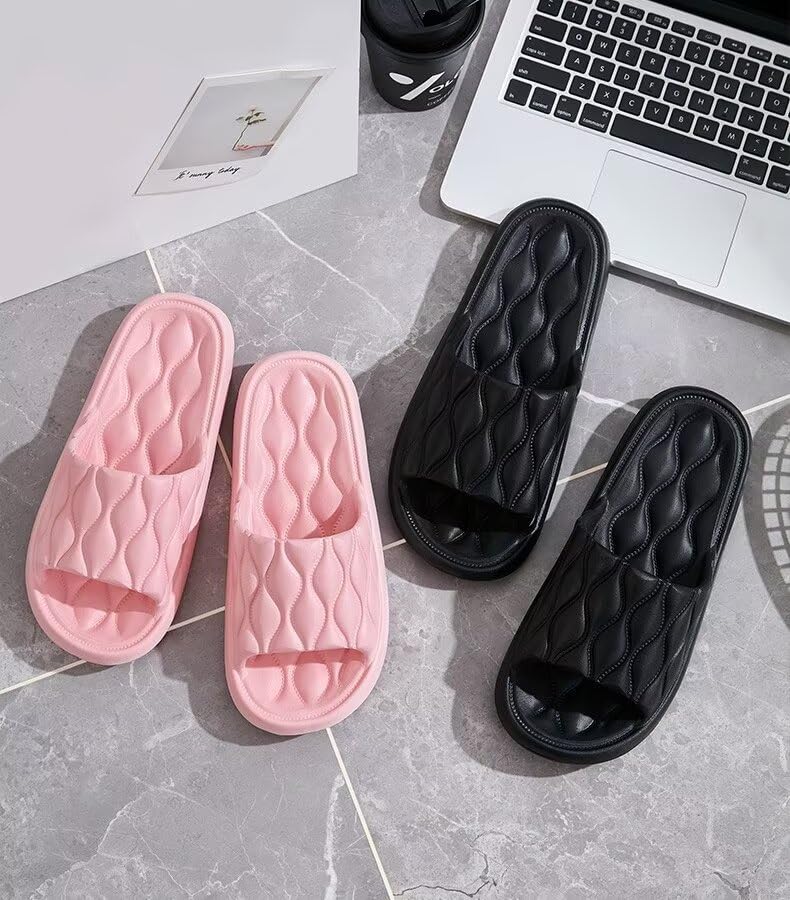 Non-Slip Quick-Dry Shower Slippers for Women - Thick Sole, Ultra-Soft Cushion, Indoor Bathroom Sandals Suitable for Home & Couples(Size：40-41，Khaki3