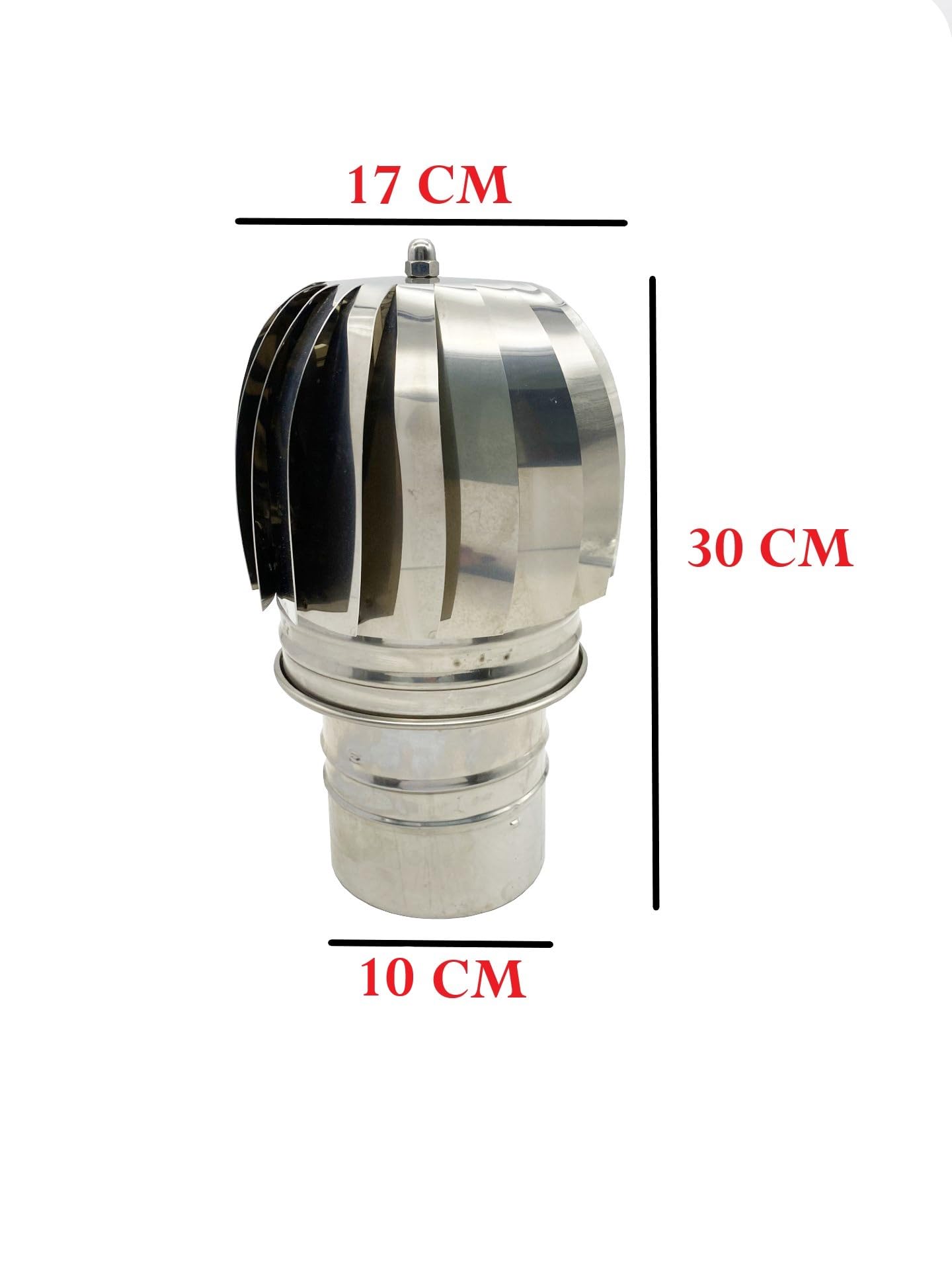 Cappello da camino girevole in acciaio inox, cappello per aspiratore fumo, girevole per camini, campane e stufe (100 mm)
