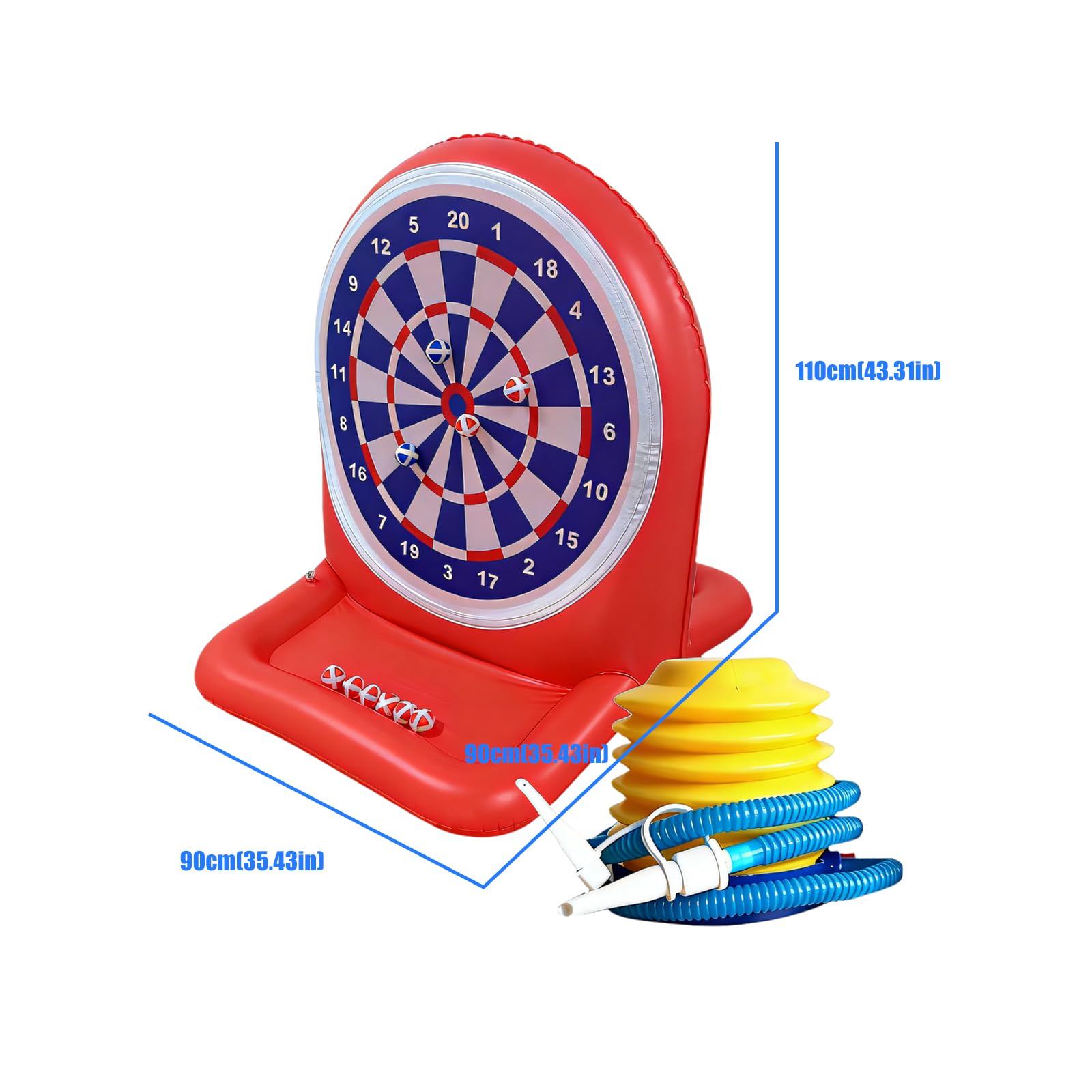 Tragbares aufblasbares Wasserspielzeug mit Press Inflator für Kinder und Erwachsene, 90 x 90 x 110 cm, Poolspiele, aufblasbares PVC Wasserziel