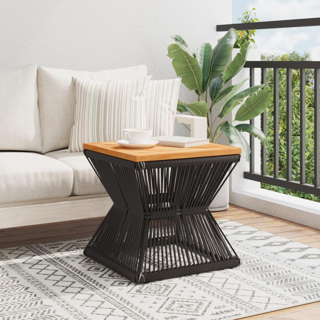 Homgoday Tavolino da caffè con base metallica nera, 38 x 38 x 38 cm, in legno massello di acacia, tavolino da tè per soggiorno, sala d'accoglienza degli ospiti, camera da letto e ufficio