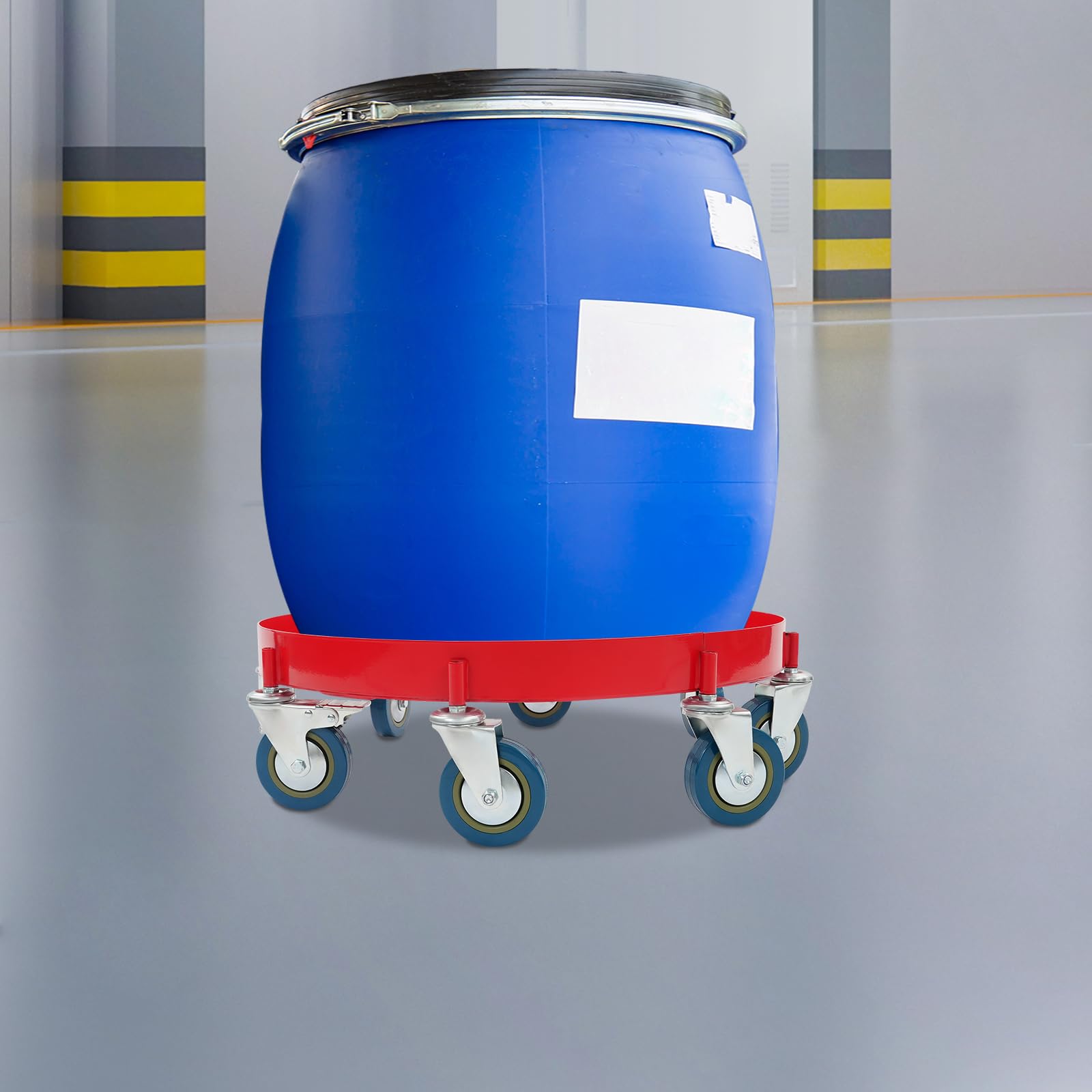 Wózek beczkowy do dużych obciążeń z uniwersalnymi kołami do 2000 lbs | 62 x 20 cm perkusja Dolly wózek na olej z 8 uniwersalnymi kółkami (2 z hamulcami), czerwony, do domu, sklepu, garażu