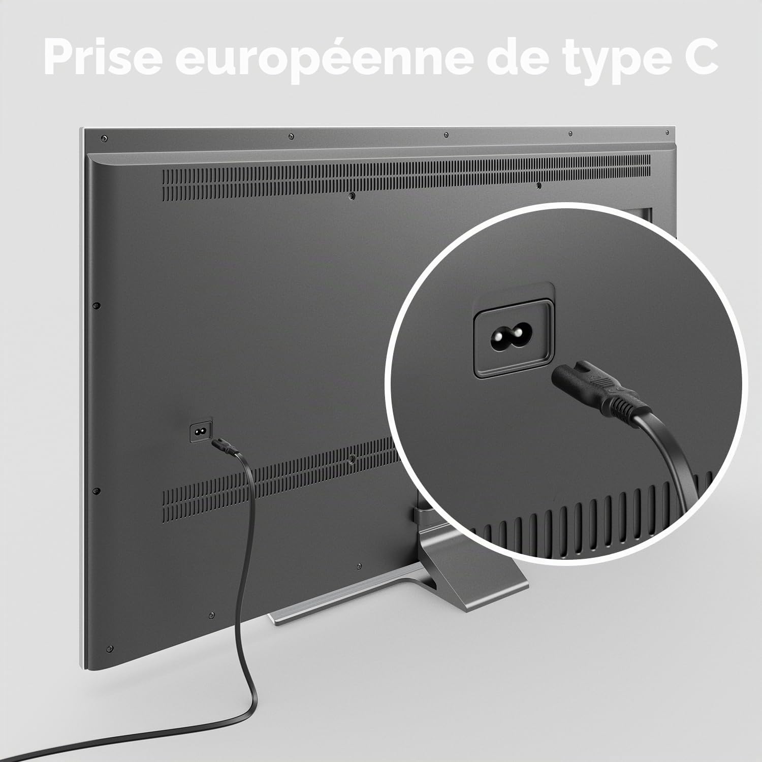 deleyCON 2m Câble D’Alimentation Secteur Prise Type C Euro vers Connecteur C7 Euro - Câble électrique pour TV Blu-Ray Appareils Ménagers Blocs D’Alimentation - Noir