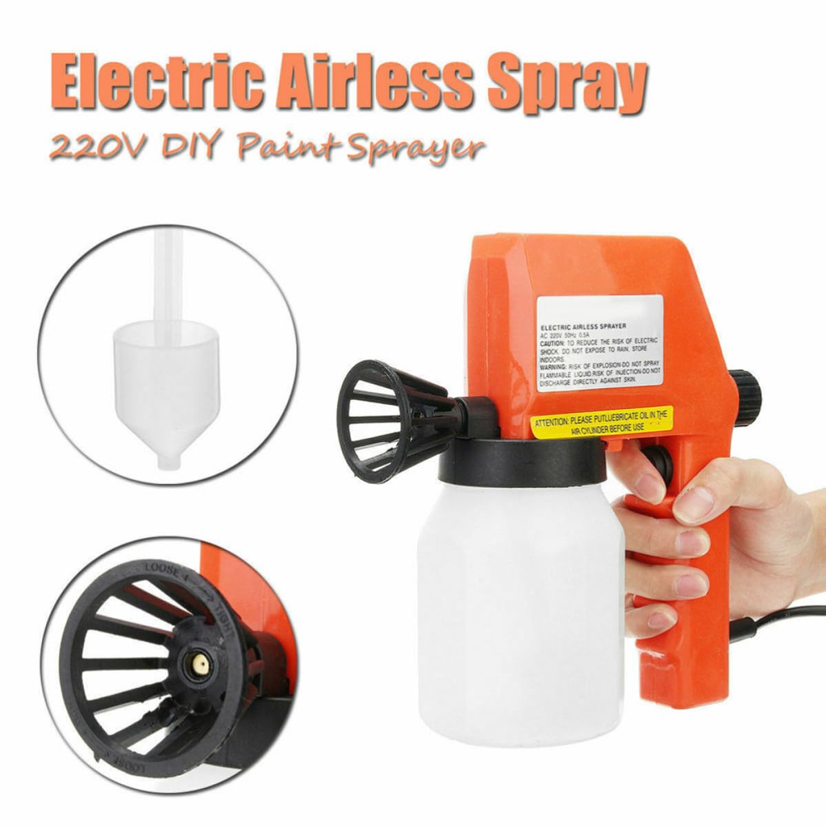 HEMOTON Pistola de Pintura Eléctrica Naranja con Aplicación Rápida y Suave, Pulverizador Eléctrico de Plástico para Pintar y Rociar Alcohol en Bricolaje