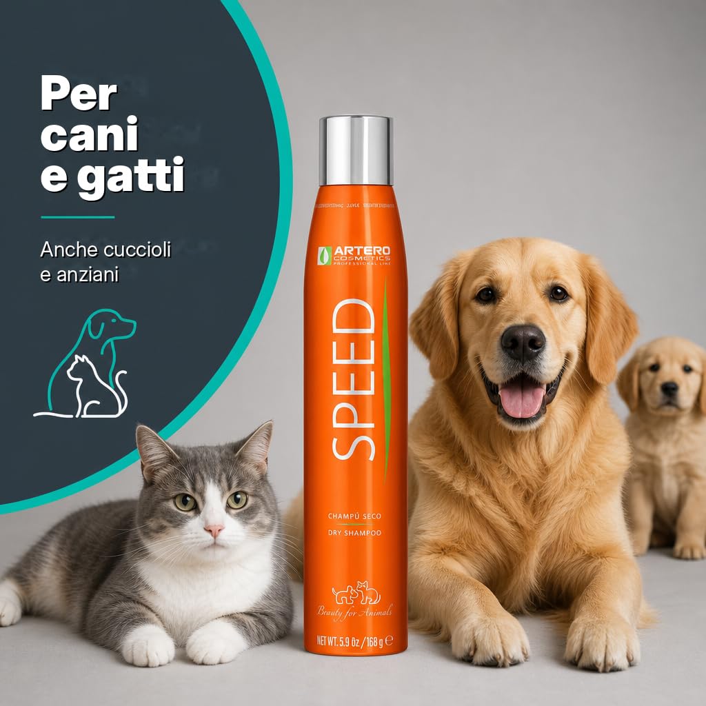 Artero Speed. Shampoo ​​Secco e volumizzante per cani e gatti,