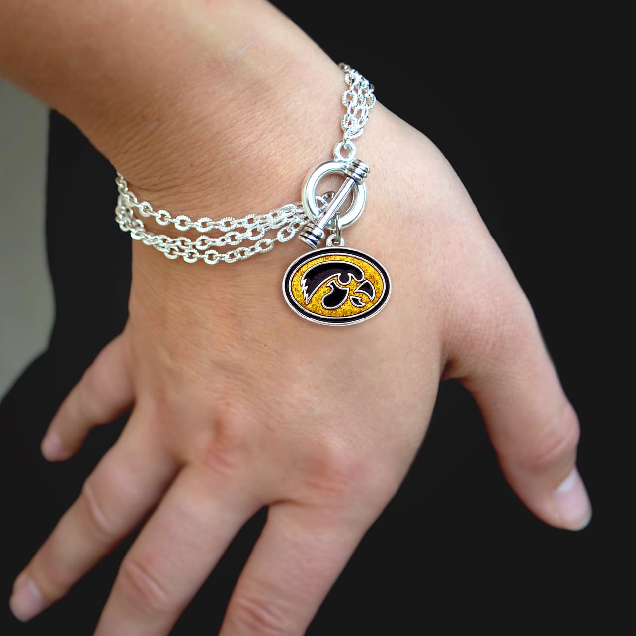 Iowa Hawkeyes Game Day Glitter Toggle Bracelet Jewelry Gift Licensed
