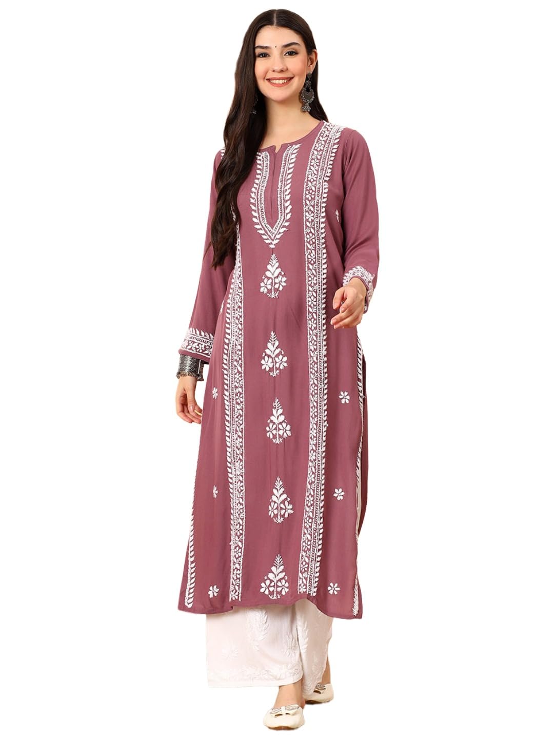 Women's Viscose Straight Embroidered Kurta | Ethnic Indian Traditional Dress | 3/4 Sleeve Kurti | Festive Office Casual Daily |Long Tunic Top for Women-image-40