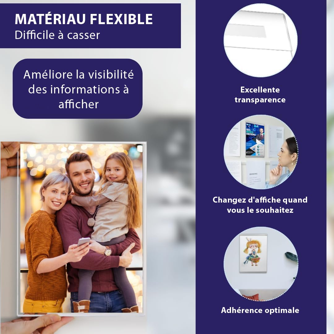 Porte Document Mural A4 Adhesif Porte Menu Restaurant Panneau Affichage Exterieur Support Mural Affiche, Document pour Bureau, Magasin, Restaurant (Verticale)
