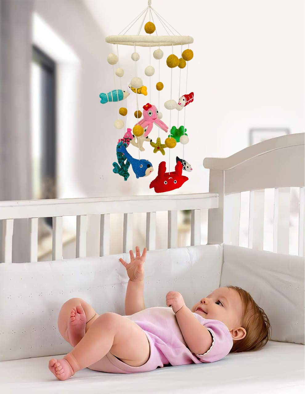 THB Baby Mobile Animal Nursery Decoration Newborn Shower Gift Birthday Gift | Baby Bed Decoration for Boys and Girls Toys Figure Playing Set for Babies |DIY Hanging