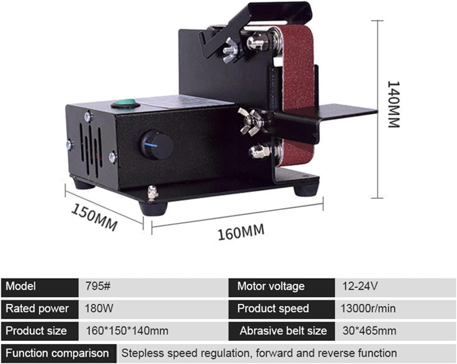 Sander, Polisher Mini Electric Belt Sander DIY Polishing Grinding Machine Cutter Edges Sharpener Multifunctional Grinder With Belt(895-1)
