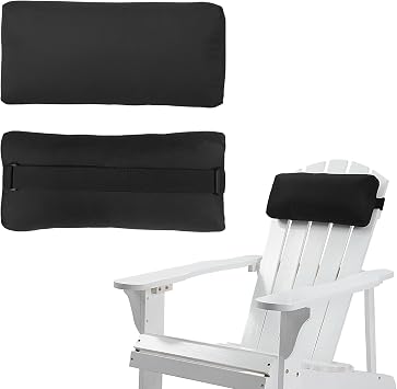 Chaise Lounge Head Pillow, 2 Pack Outdoor Patio Pillows with Adjustable Strap, Lounge Head Resting Pillow for Recliner Beach Pool Lounger Office ChairBlack,Water Resistant