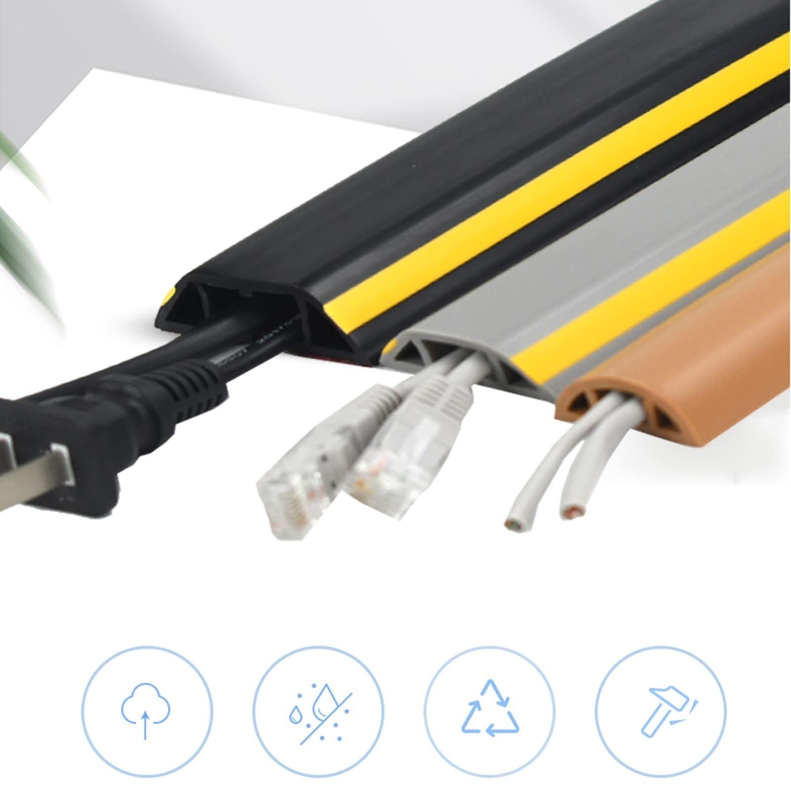 Boden Kabelabdeckung, Boden Kabelschutz 3 Kanäle für Büro, Haus, Werkstatt, Lager, Kabel Concealer System, Selbstklebend Kabel Organizer (Size : 4m)
