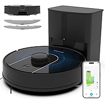 Bagotte Robot Vacuum and Mop, Robot Vacuum Self Emptying, 6000Pa Powerful Suction, 90-Day Hands-Free, Advanced Smart Mapping, LiDAR Navigation Robotic Vacuum for Pet Hair, Dust, Carpet, WiFi/App/Alexa
