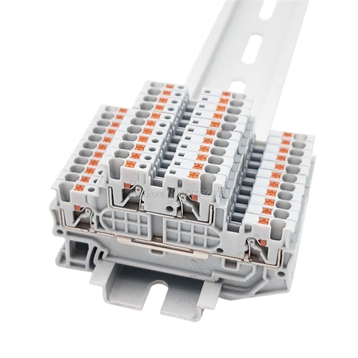 PTTB 1.5/S Double Level Push-in Din Rail Terminal Block 4-Conductor PT 1.5mm² Cable Electrical Wire Connector PTTB1.5 PTTB-1.5(Gray,5 Pcs)