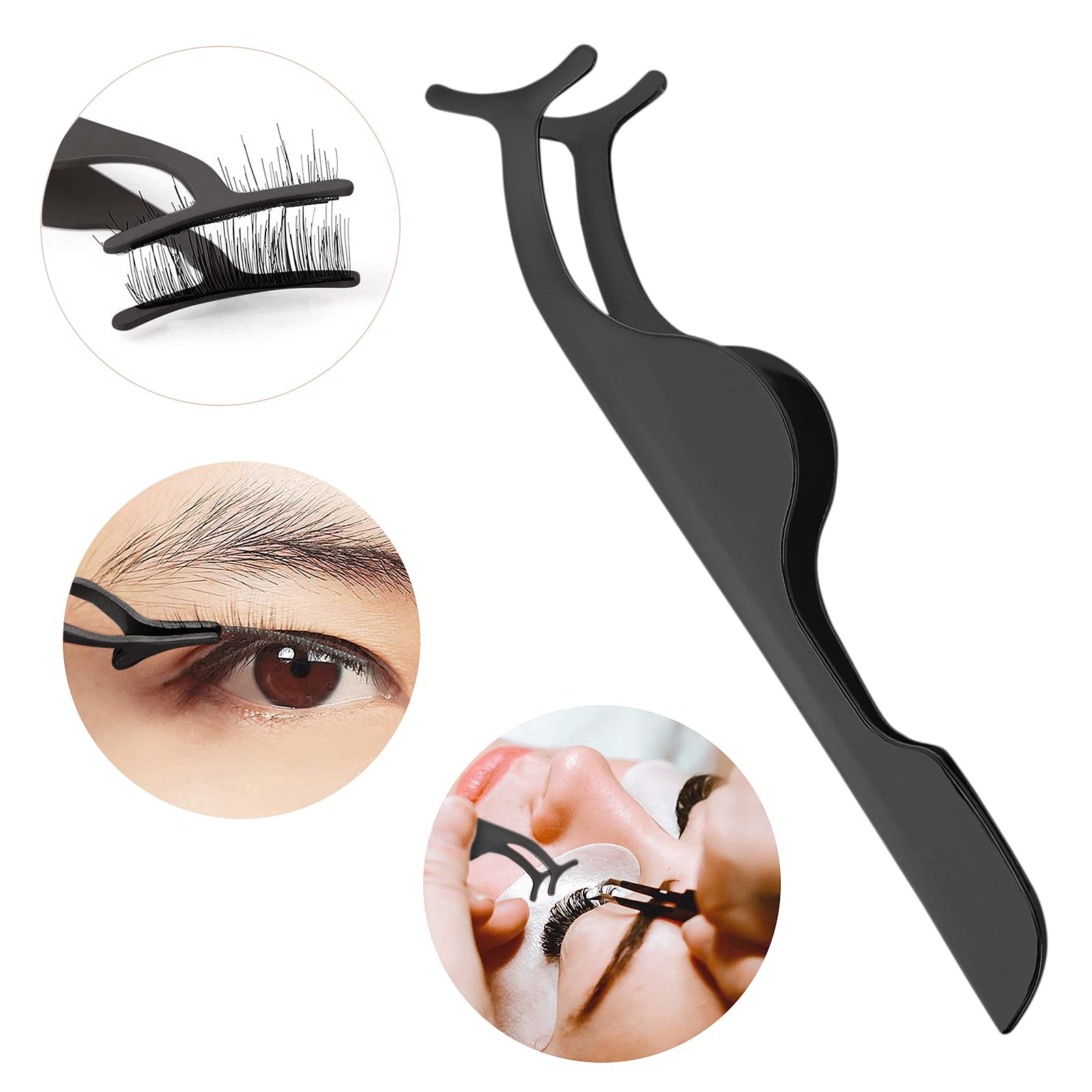 Sibba Pinzas de Pestañas Postizas 1 Pieza de Extensión de Pestañas de Volumen Herramienta Aplicadora deAgarre Antideslizante Herramientas de Soporte Maquillaje de Ojos Clip de Punta Curvada