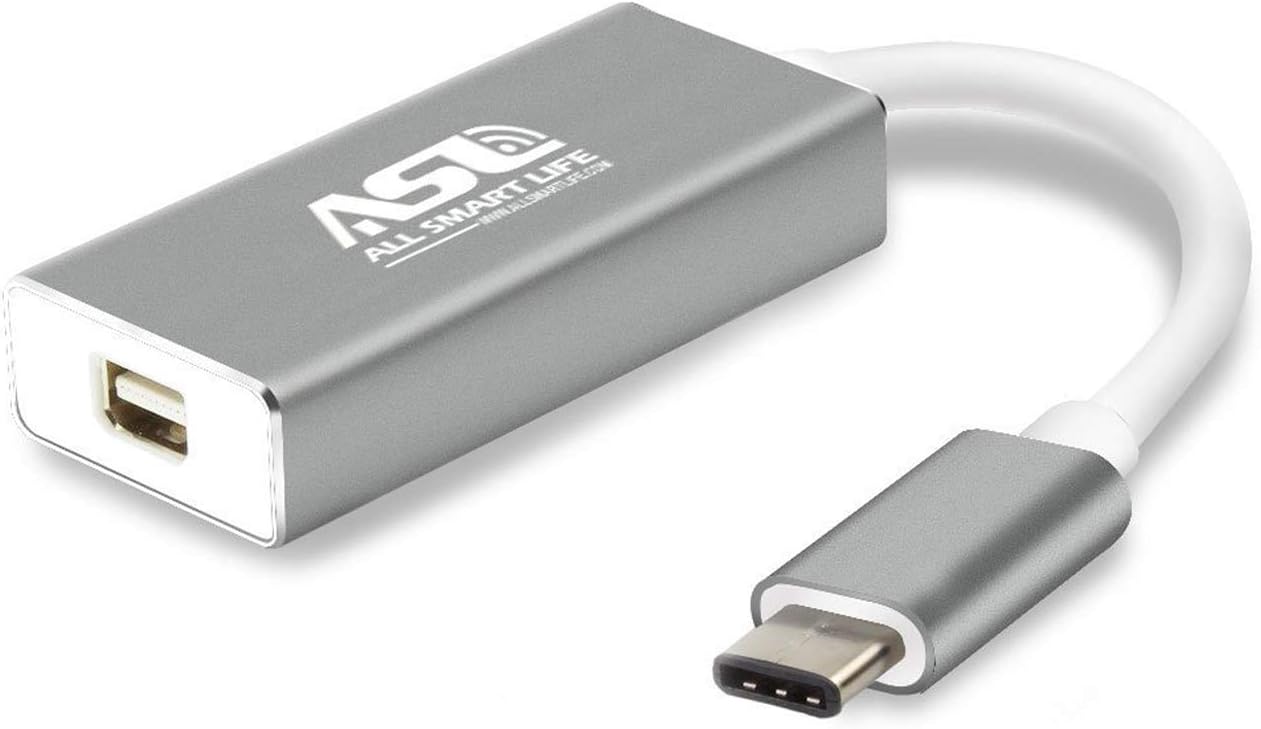 Allsmartlife USB C to Mini DisplayPort Adapter, USB Type C to Mini DisplayPort/Mini DP Adapter Cable with Aluminium Case Support 4K Resolution for Apple New MacBook, ChromeBook Pixel