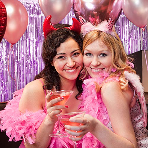 Jvigue 3 Pack Foil Curtains Metallic Foil Fringe Curtain For Birthday Party Photo Backdrop Wedding Event Decor (Pink) #TOP5