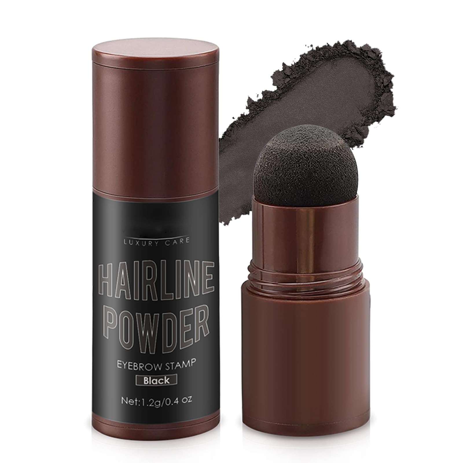 Hairline Powder Stick, Hairline Shadow Powder Instantly Conceals Hair Loss, Bald Spot, Thinning Hair, Waterproof & Sweatproof & Long Lasting Root cover up Powder for Women Men Natural Look (Black) Black 0.04 Ounce (Pack of 1)