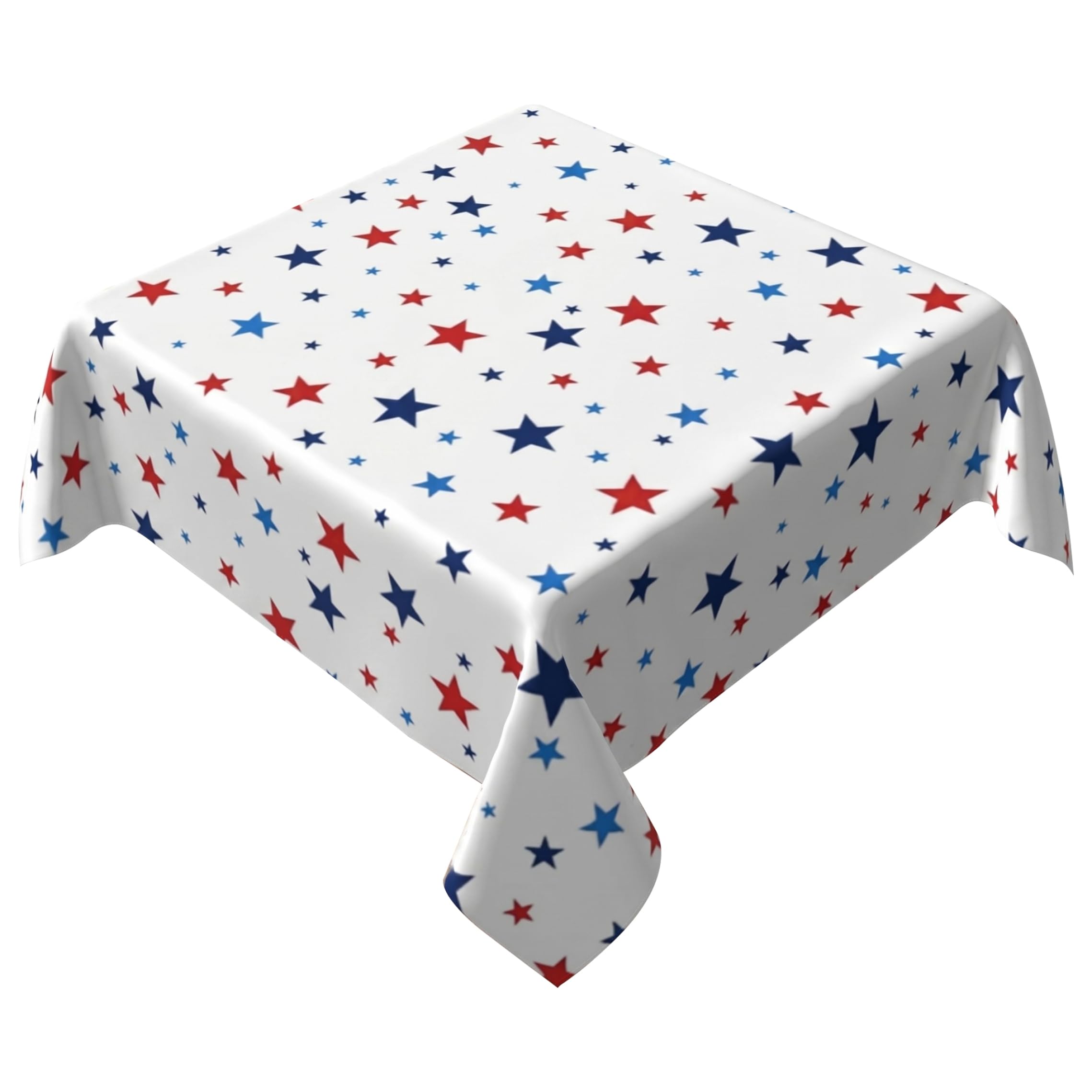 Gemuseeee Patriotic Tablecloth 4th Of July Table Cloth - Water-resistant Red White Blue Stars Memorial Day Tablecloth 55.12x55.12 Inch