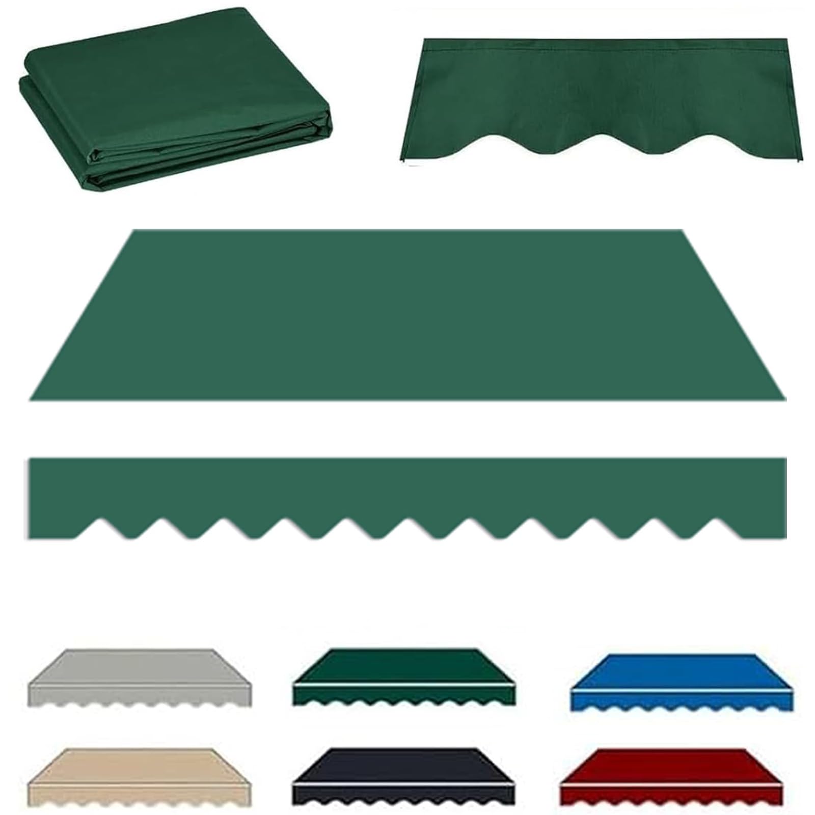 ROFBIHG Retractable Patio Awning Replacement, Heavy Duty Outdoor Canopy Top Cover, UV & Water-Resistant Polyester Replacement Canvas for Awnings, Balcony, Yard(Green,5x3m(16x10ft))